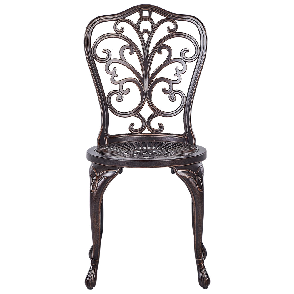 Set di 2 sedie da giardino in alluminio marrone senza braccioli Bistro Dining in stile vintage in metallo
