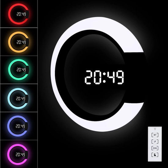 Orologio digitale a LED con telecomando e illuminazione RGB – 12/24 ore, visualizzazione temperatura e funzione allarme