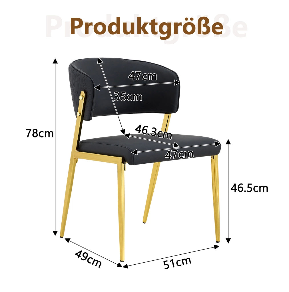 Set di 2 sedie da cucina 74x53.5x51 cm ergonomiche in PU nero