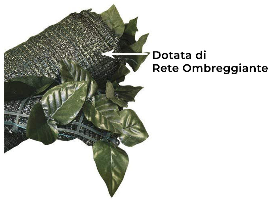 Arella Siepe Sintetica Artificiale 1,5x3m in PVC con Rete Ombreggiante Ranieri Foglie di Lauro