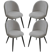 SET 4 POLTRONE IMBOTTITE IN TESSUTO TEDDY COLORE GRIGIO SEDIA CON GAMBE IN METALLO NERO 48X50X79 CM PORTATA MAX 130 KG