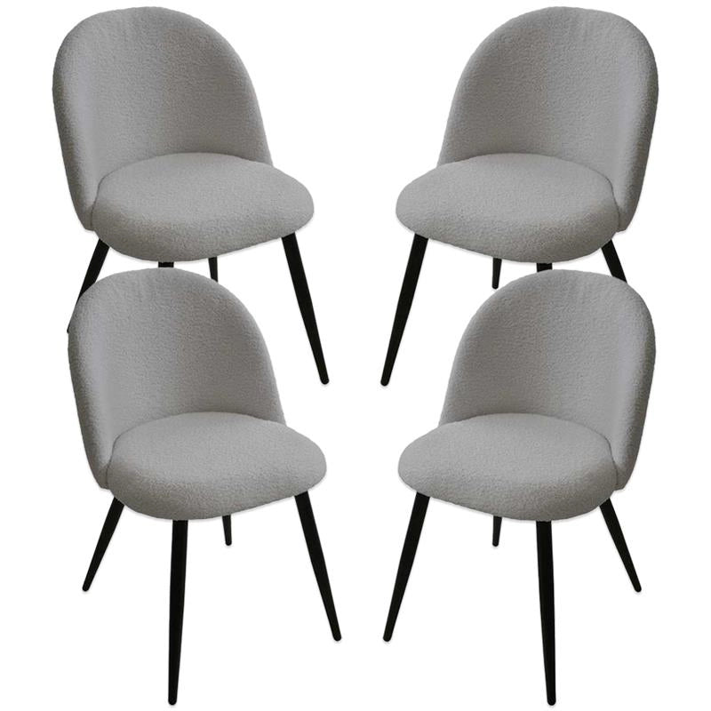 SET 4 POLTRONE IMBOTTITE IN TESSUTO TEDDY COLORE GRIGIO SEDIA CON GAMBE IN METALLO NERO 48X50X79 CM PORTATA MAX 130 KG