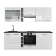 Cucina componibile Fame-Line Bianco lucido/Bianco 235 cm senza piano di lavoro Vicco