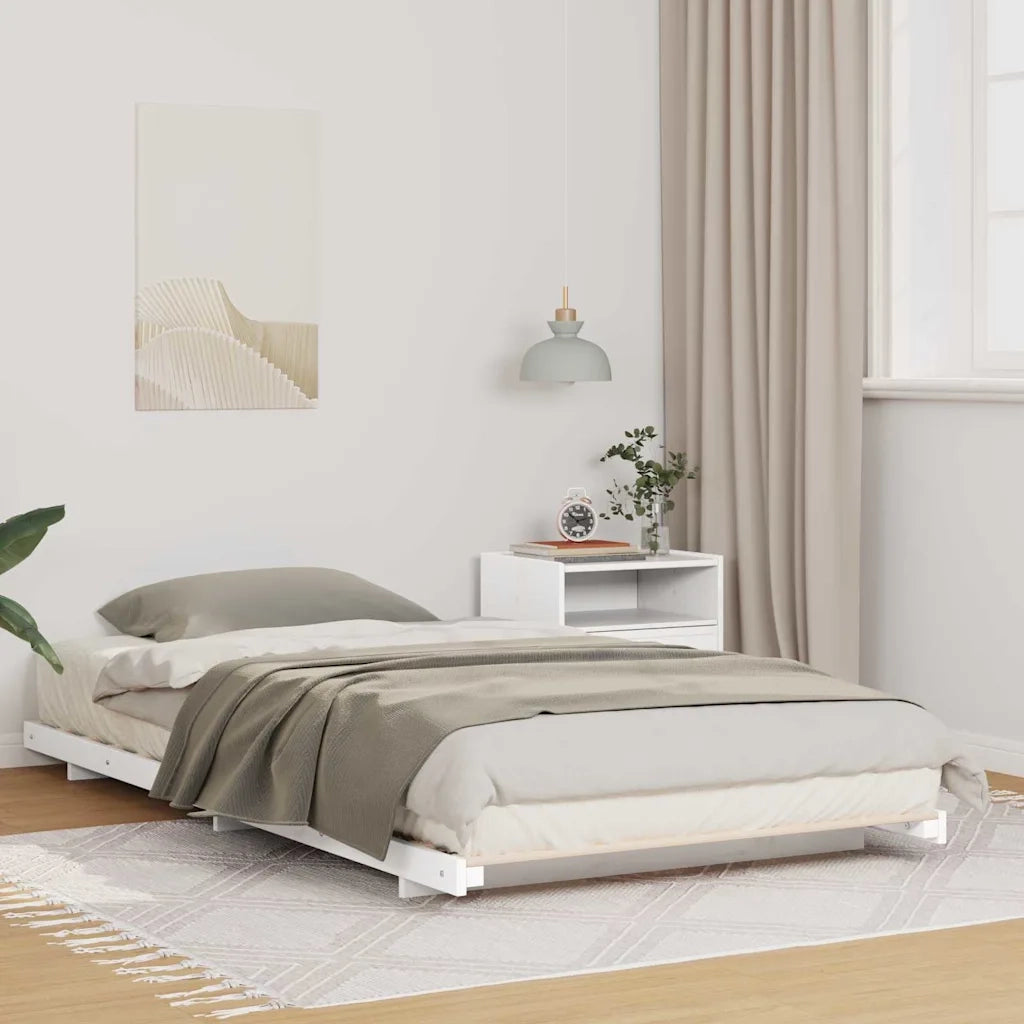 Struttura del letto Bianco 100 x 210 cm Pino massello 873107