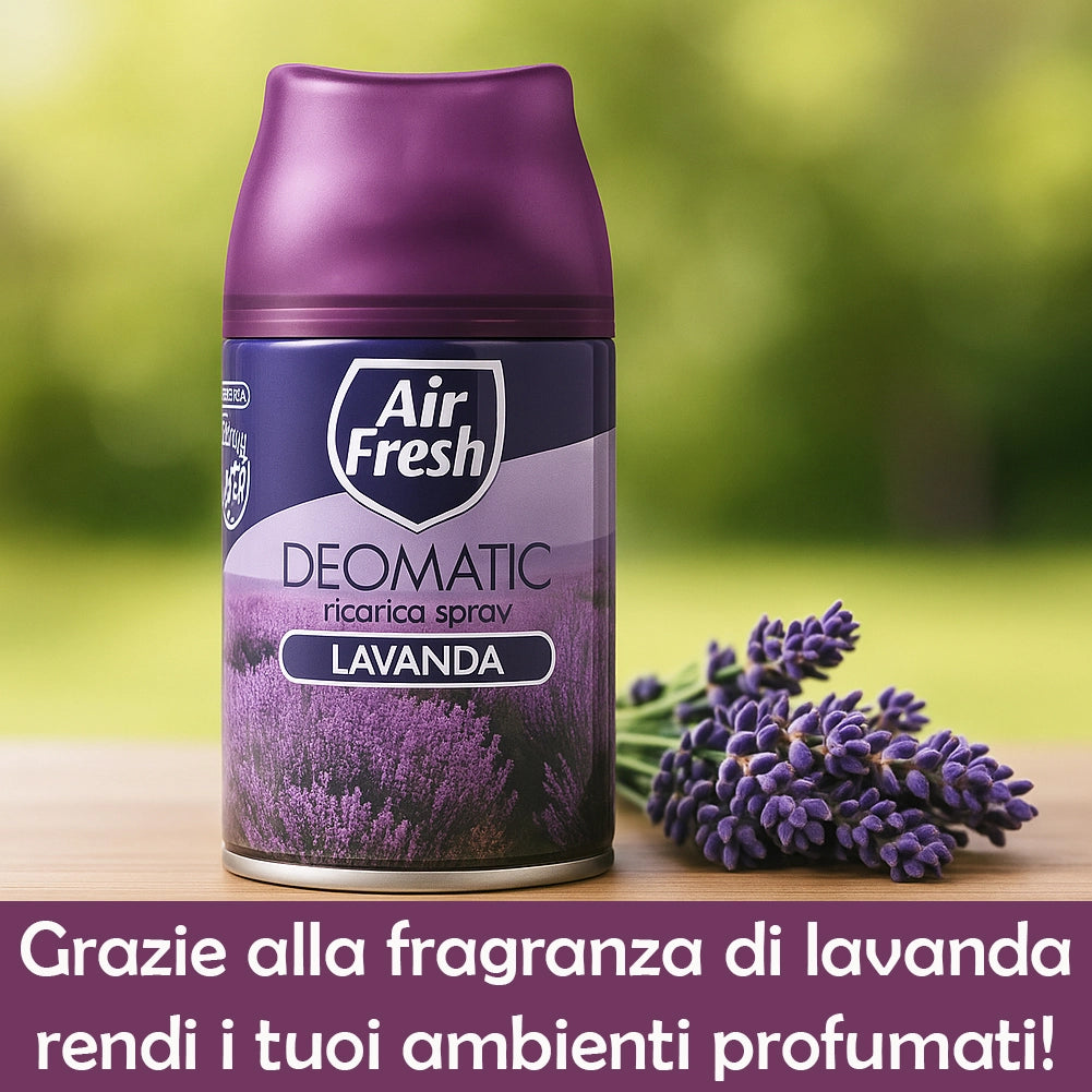 AIR FRESH Deomatic Set 6 x 250 ml Ricarica Spray Profumatore per Ambiente Lavanda