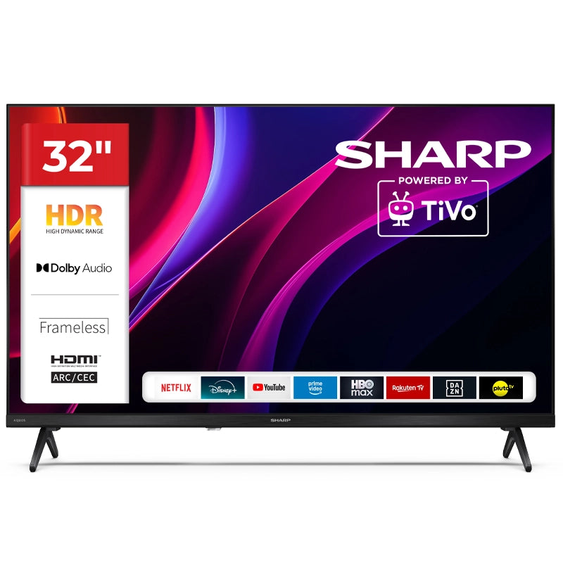 SHARP 32HE2245E - 32" SMART TV LED HD - TIVO OS - FRAMELESS - COMP. TV SAT - AUDIO DOLBY DIGITAL+ / DTS HD - CHROMECAST - BLACK - IT