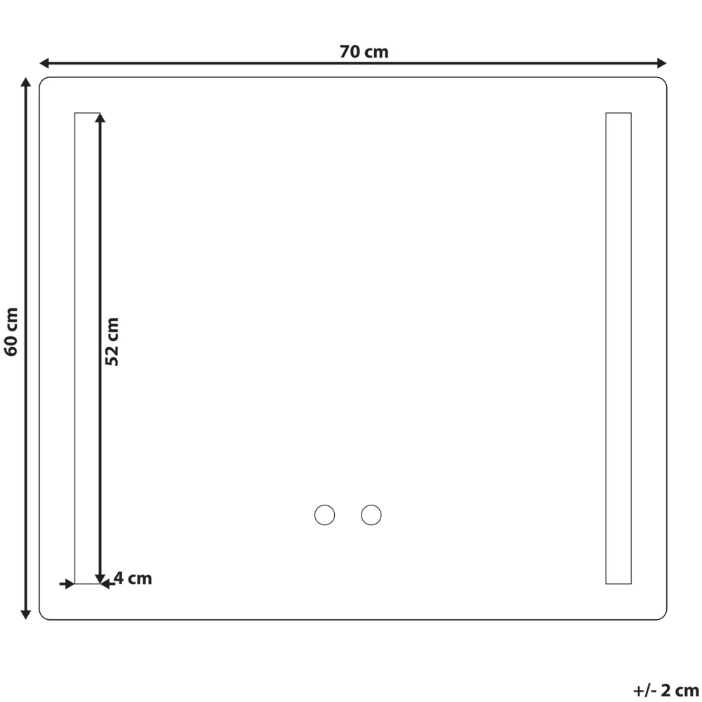 Specchio da Parete con LED in Vetro Trasparente 60 x 70 cm Rettangolare Illuminato