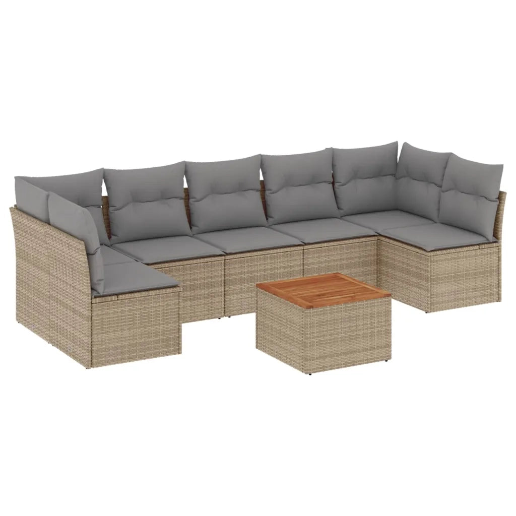 Set Divano da Giardino 8 pz con Cuscini Beige Misto Polyrattan 3255905