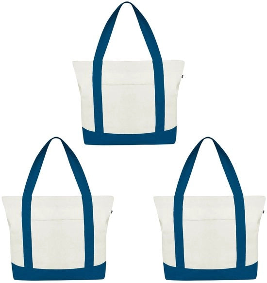 Borsa a Tela per Donna con Cerniera e Tasca Interna, 100% Tela di Cotone Biologico, Borse per Uomo per Shopping e Spiaggia