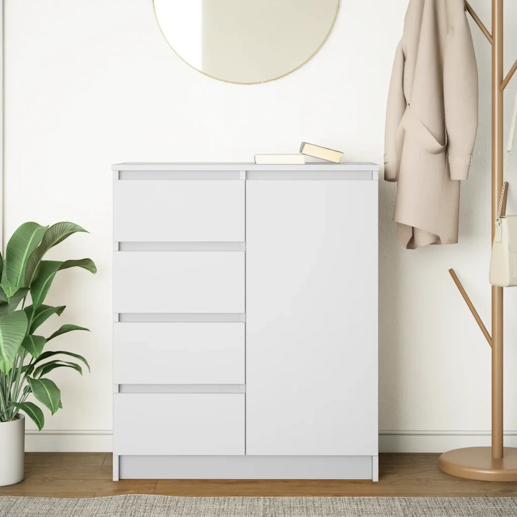 Credenza con Cassetti-Buffet-Armadio da cucina Bianco 71x35x84 cm in Legno Multistrato