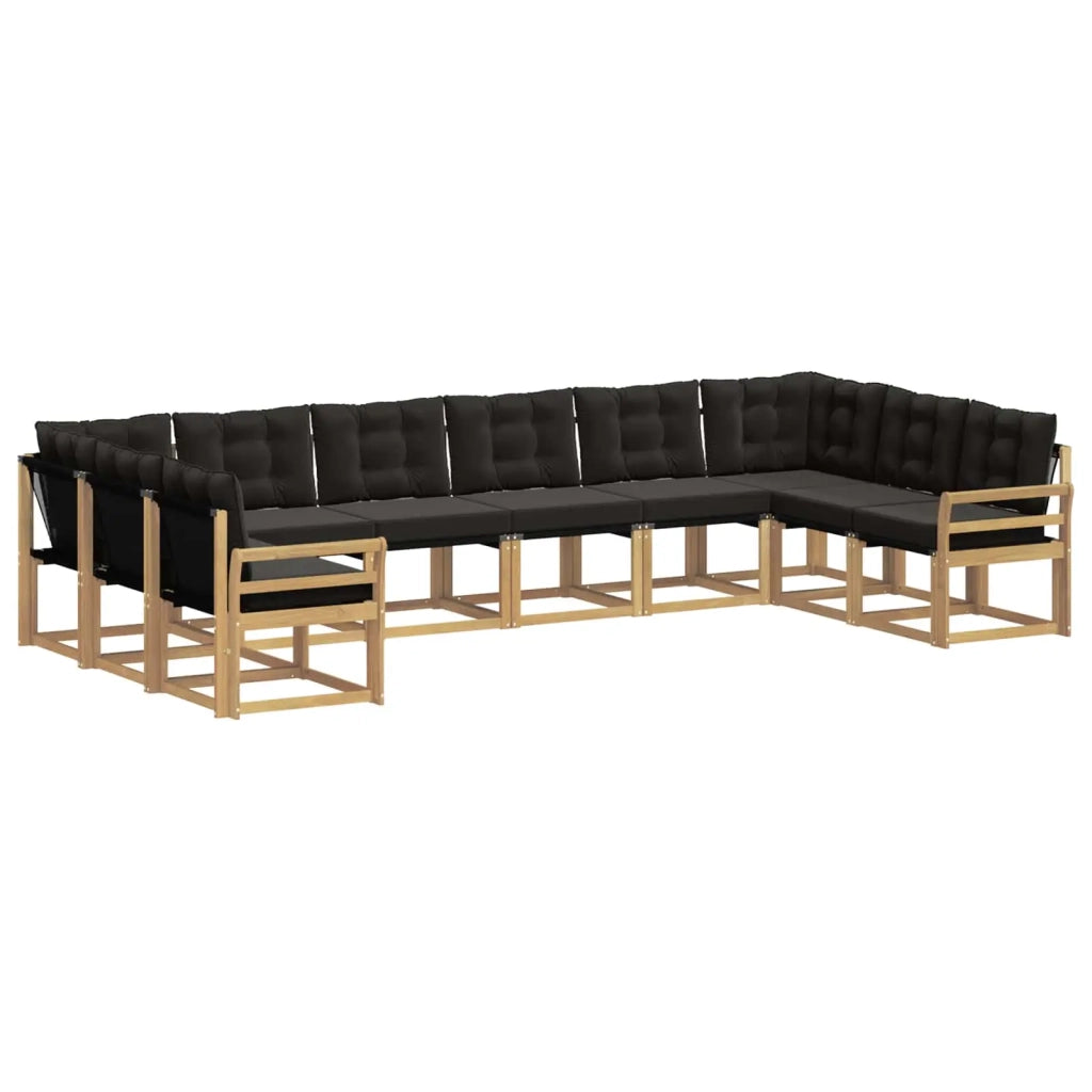 Set di divani da esterno con cuscino 10 pcs Bianco e Nero 3389910