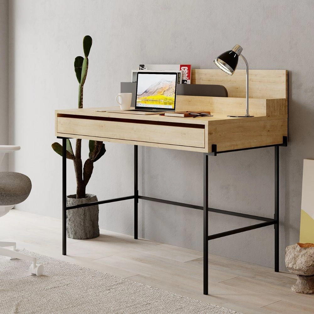 Scrivania con Cassetto 101x60x110 cm in MDF Leila Rovere Antracite