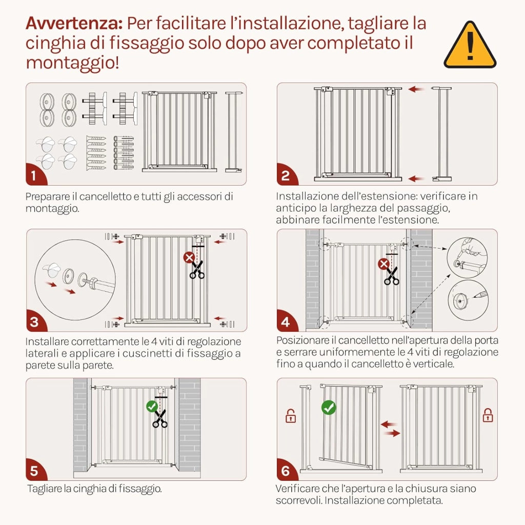 Cancelletto per Bambini in Metallo, Cancello per Scale e Porte 75-97 cm, per Cani, Apertura Bidirezionale, Chiusura Doppia, Montaggio con o senza Fori, Nero