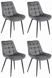 Sedia VALORA BERA - Velluto grigio scuro con gambe nere x 4