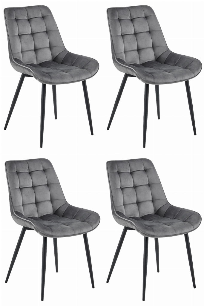 Sedia VALORA BERA - Velluto grigio scuro con gambe nere x 4