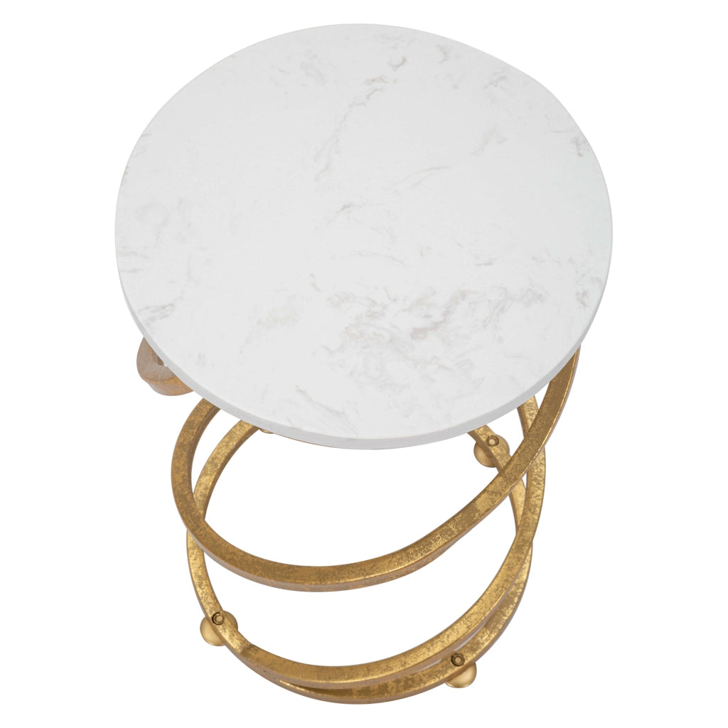 Darigana, Tavolino da Salotto Forma Rotondo, 28x28x48h cm Bianco Marmo