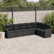 Set Divani da Giardino con Cuscini 7pz Nero Polyrattancod mxl 112557