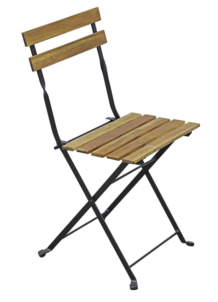 Cheonda - Set Bistrò In Ferro E Acacia Fsc Scura - 4 Sedie E Un  Tavolo 100X54 Cm 2 Pz