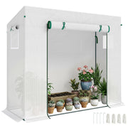 Serra da Giardino con Porta Avvolgibile e Bordi Estesi, in Acciaio e PE, 200x76x168 cm, Bianco