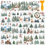 Sticker per Overdracht 12 Fogli - Decorazione di Natale - Figure di Neve/Cerbiatti - Sticker per Finestre - Sticker per Mobili - Attività di Fai da Te - Sticker Decorativi