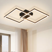 ZMH Lampada da soffitto LED nera moderna quadrata 2 cornici 3000K per soggiorno