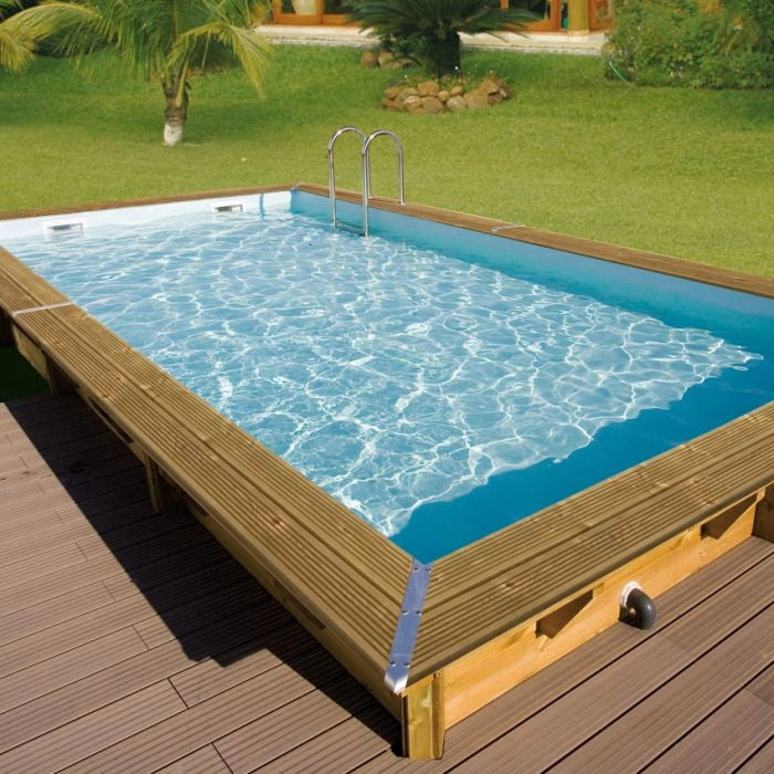 Piscina In Legno Rettangolare Northwood 505 - 5,05 X 3,5 H1,26 M - Liner Blue