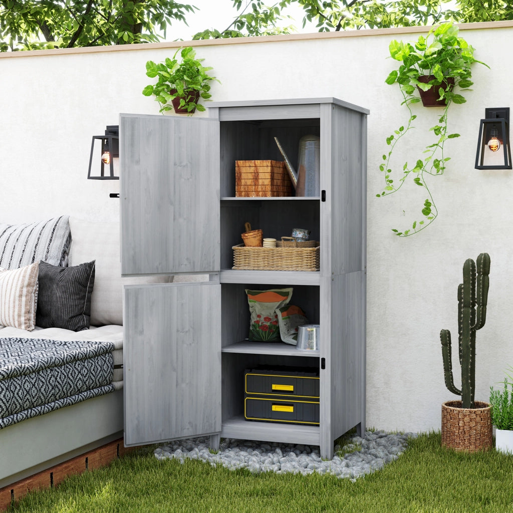 Armadio da giardino in legno con ripiani staccabili ¨C zephmum ¨C grigio chiaro 60x60x160 cm