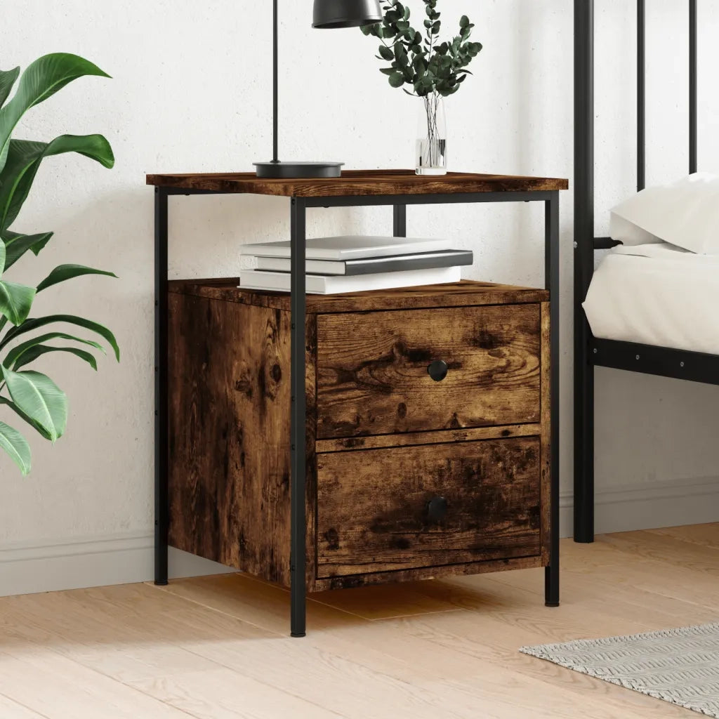 Comodino | Armadio da Notte | Mobiletto da notte Rovere Fumo 44x45x60 cm in Legno Multistrato
