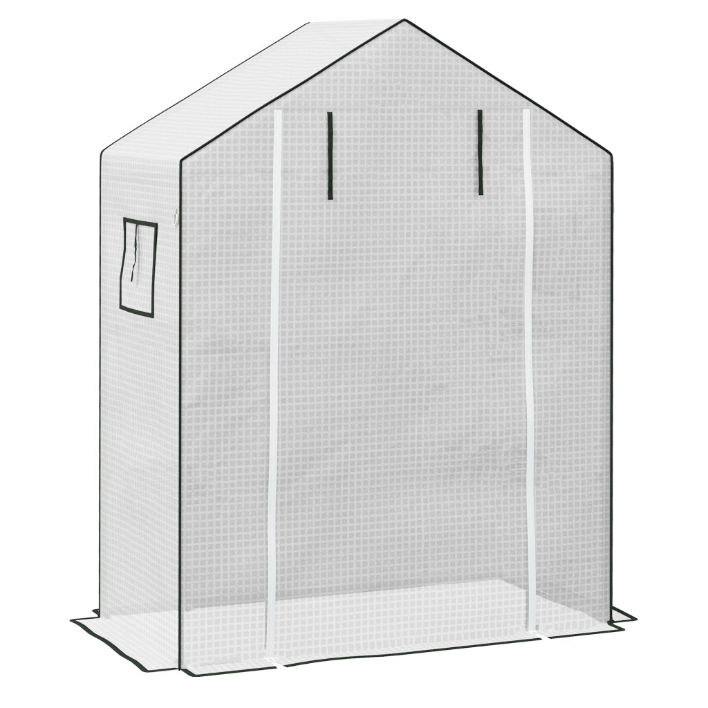 Telo di ricambio per serra in PE con protezione UV, porta avvolgibile e finestre laterali, 140 x 73 x 190 cm, bianco
