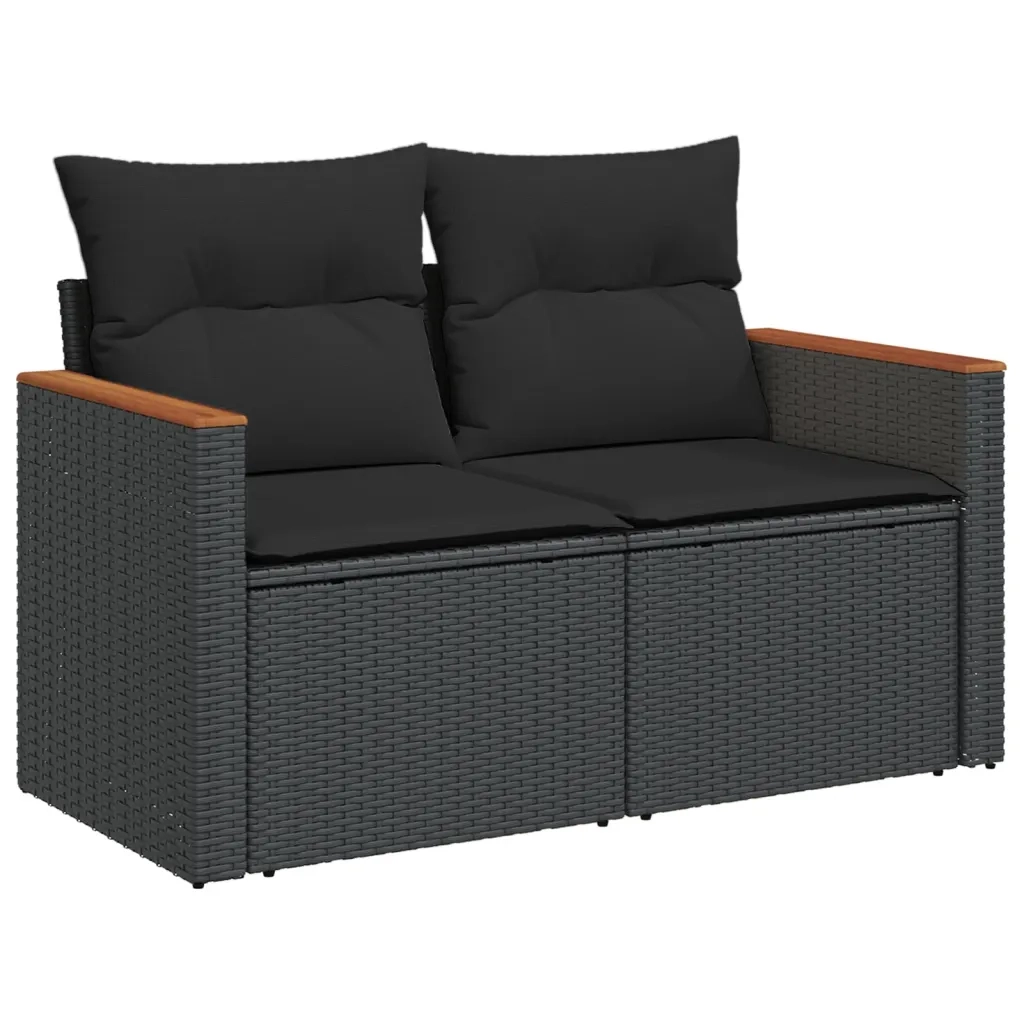 Set Divani da Giardino con Cuscini 7pz Nero Polyrattan 3226265