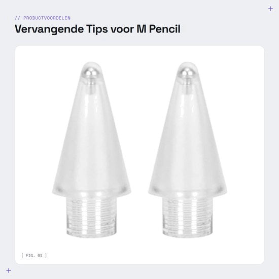 Punti stilografici sensibili - sostituzione - M Pencil 2a generazione - facile da installare - 2 pezzi - materiale in fibra ottica - punte stilografiche