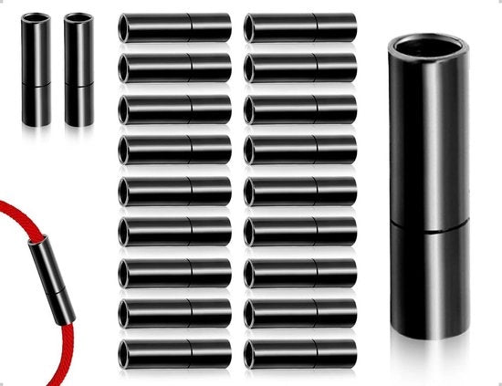 20 pezzi di chiusura per cinture a catena, chiusura a scorrimento, paracord per bracciali e accessori (3 mm nero)