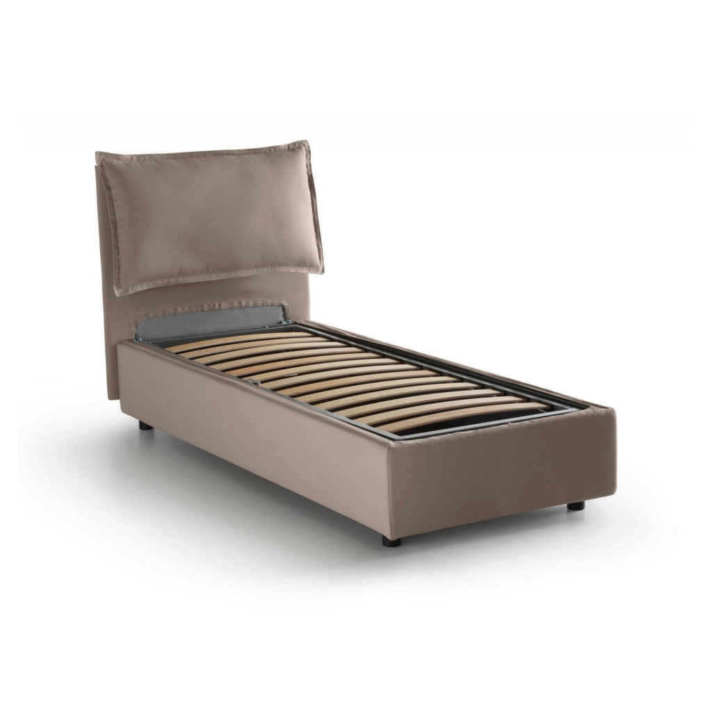 Aphrodite, Letto Singolo Sfoderabile Made in Italy, Grigio Tortora