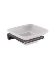 NIL portasapone da parete in vetro e ottone metallo grigio 11,05x10,3x4,25 cm