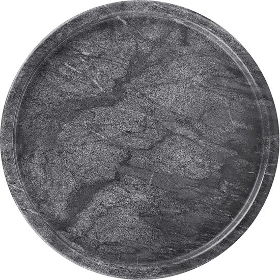 Piatto di marmo per servizio, piatto da salotto, piatto da soggiorno, piatto da ufficio, piatto da cucina, piatto da bagno (25 cm, rotondo, nero)