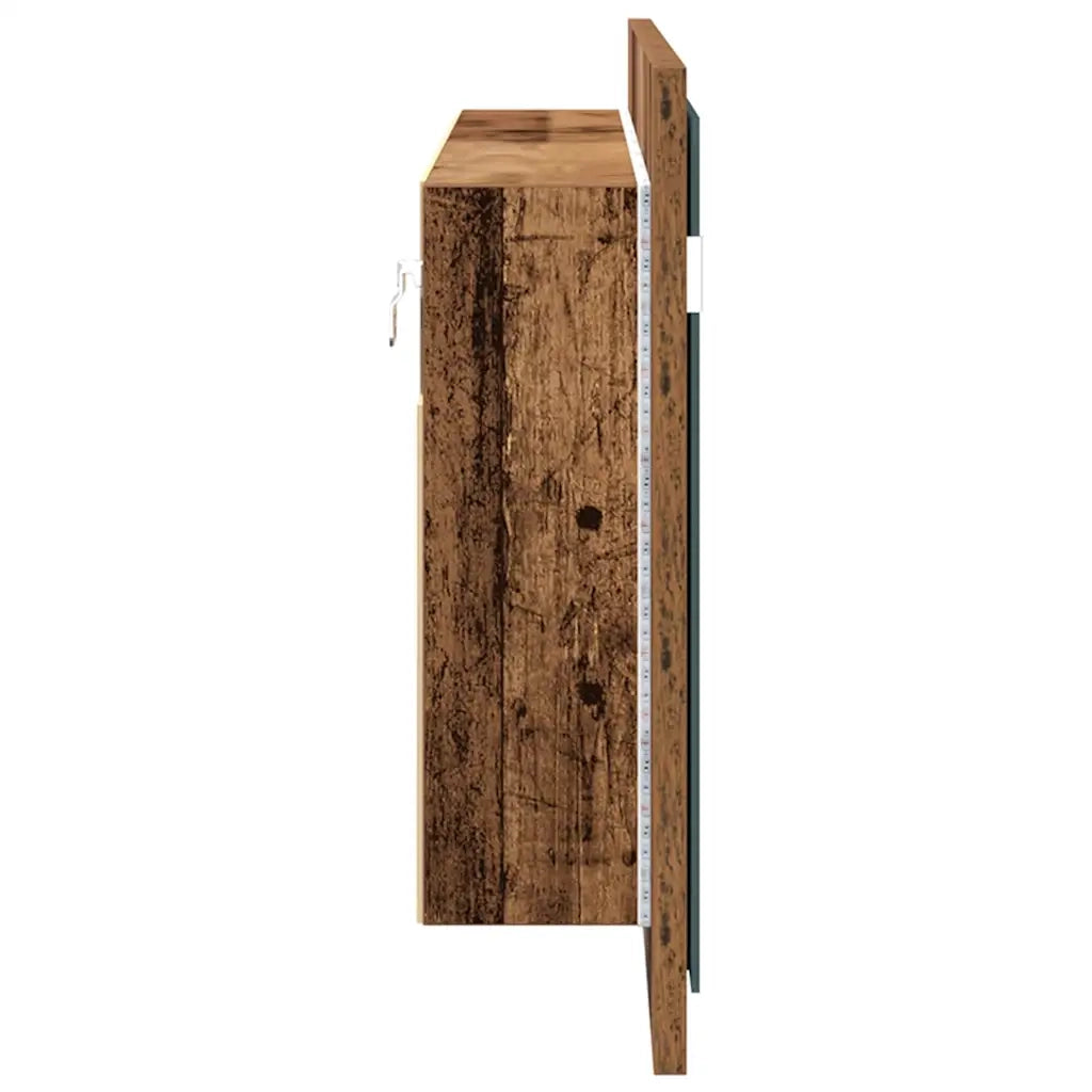 Armadio Specchio LED con porta-Mobile bagno con specchio Legno vecchio 100 x 12 x 45 cm