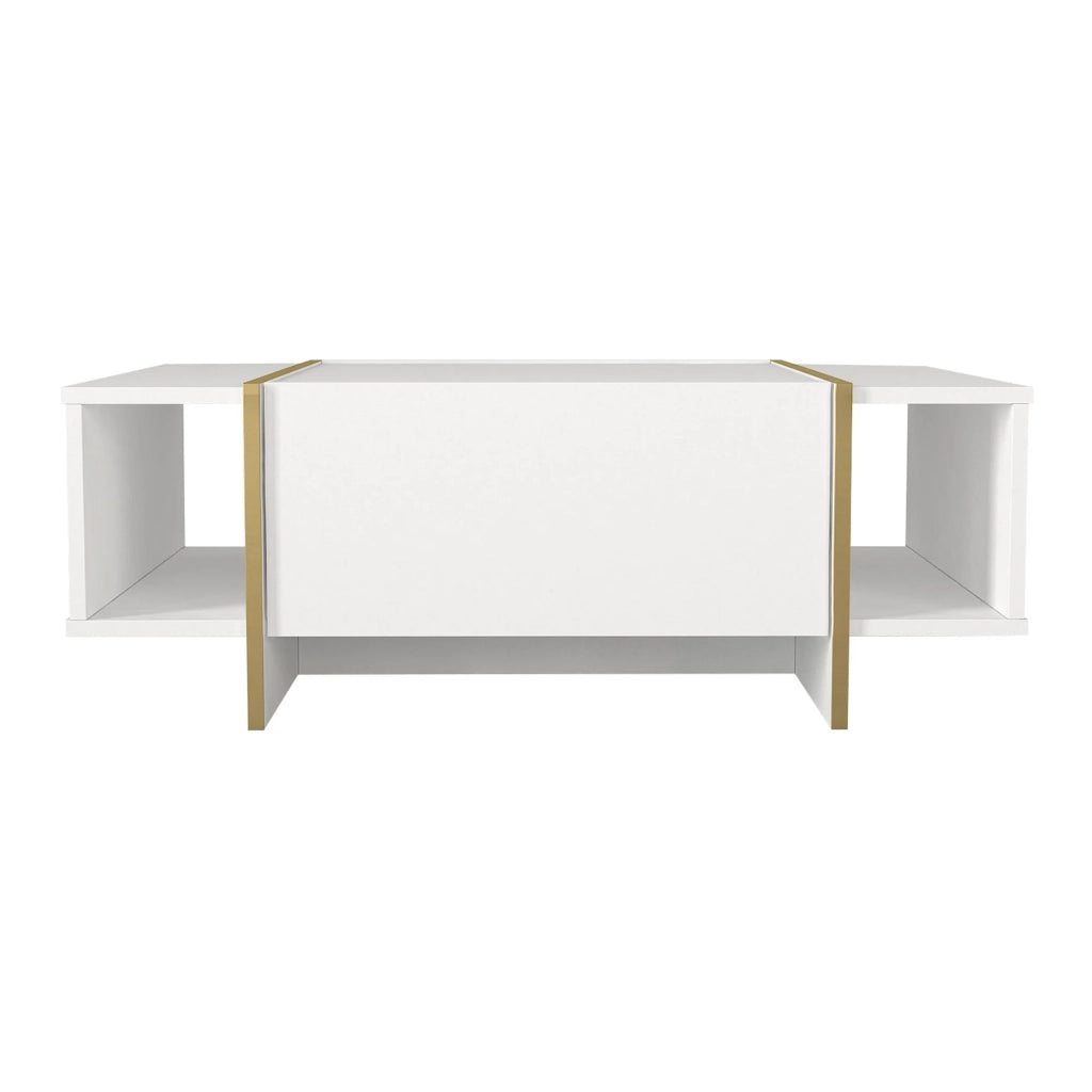Tavolino da caffè consolle laterale bianco oro 104 x 60 x 38 cm 03_0010863