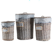 Set 3/5 Pezzi Ceste Portabiancheria in Vimini con Coperchio e Fodera Interna in Tessuto, Contenitori Multiuso per Bucato, Bagno, Lavanderia e Camera da Letto, Design Shabby Chic   3 Ceste QuincyTipo6
