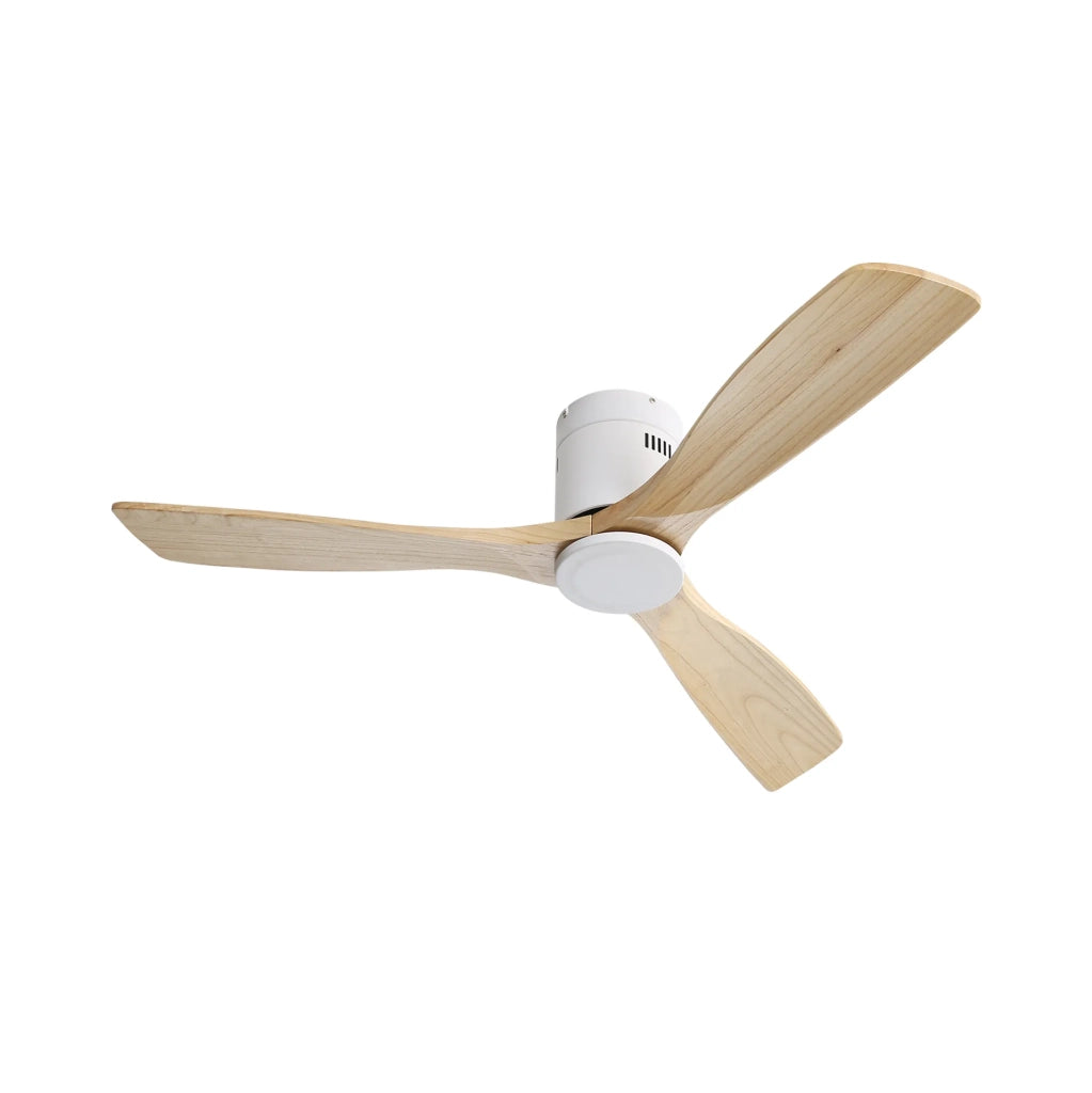 Ventilatore da soffitto 132 cm bianco in metallo e legno con telecomando