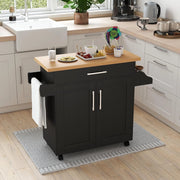 Carrello da Cucina Isola Mobile con Piano di Lavoro, 111 x 40 x 90 cm, in Legno, con Cassetto e Ruote