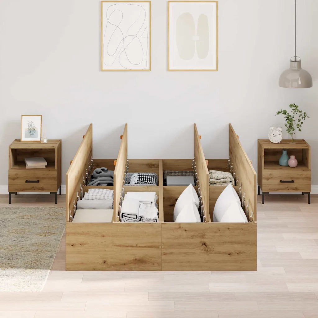 Struttura letto con contenitore Rovere artigianale 120 x 190 cm 3335428