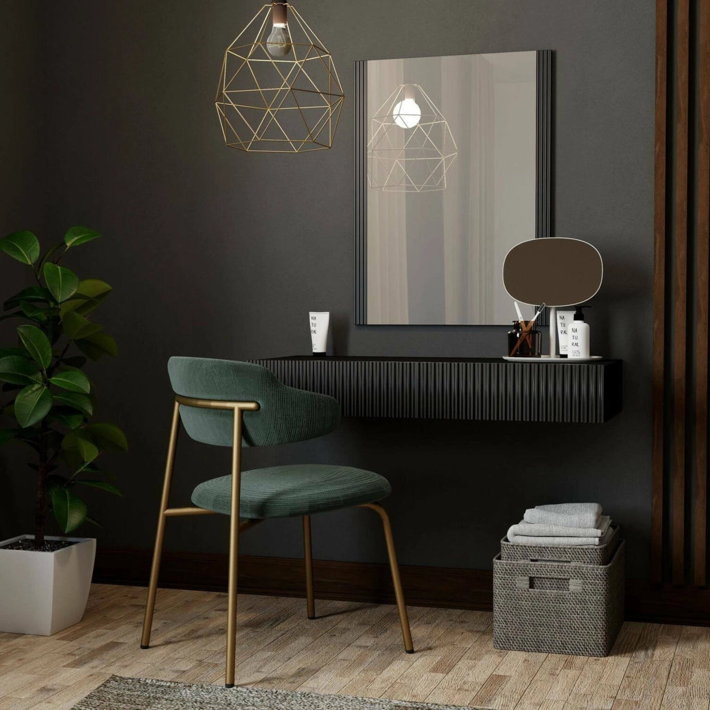 Premolo, Mobile da Ingresso Specchio Incluso, 80x42x97h cm Nero