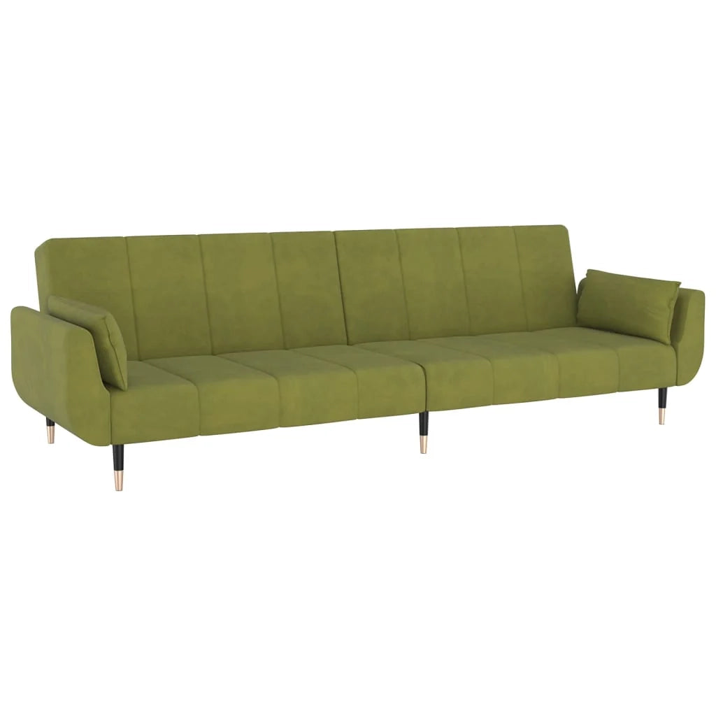 Divano letto a 2 posti letto per gli ospiti trasformabile divano letto per soggiorno pieghevole per uso interno con due cuscini velluto verde chiaro 02_0019458