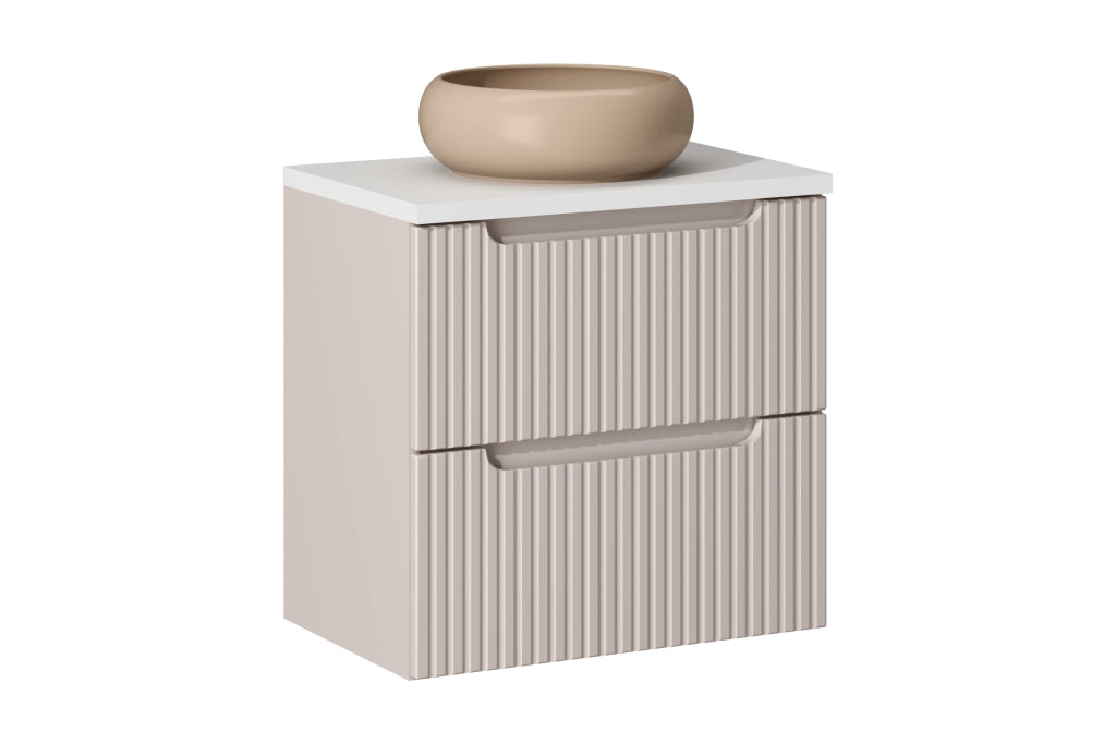 Set mobili bagno 60 cm con piano e lavabo da appoggio Wiki Nova Cashmere 60 x 1401 x 40 cm
