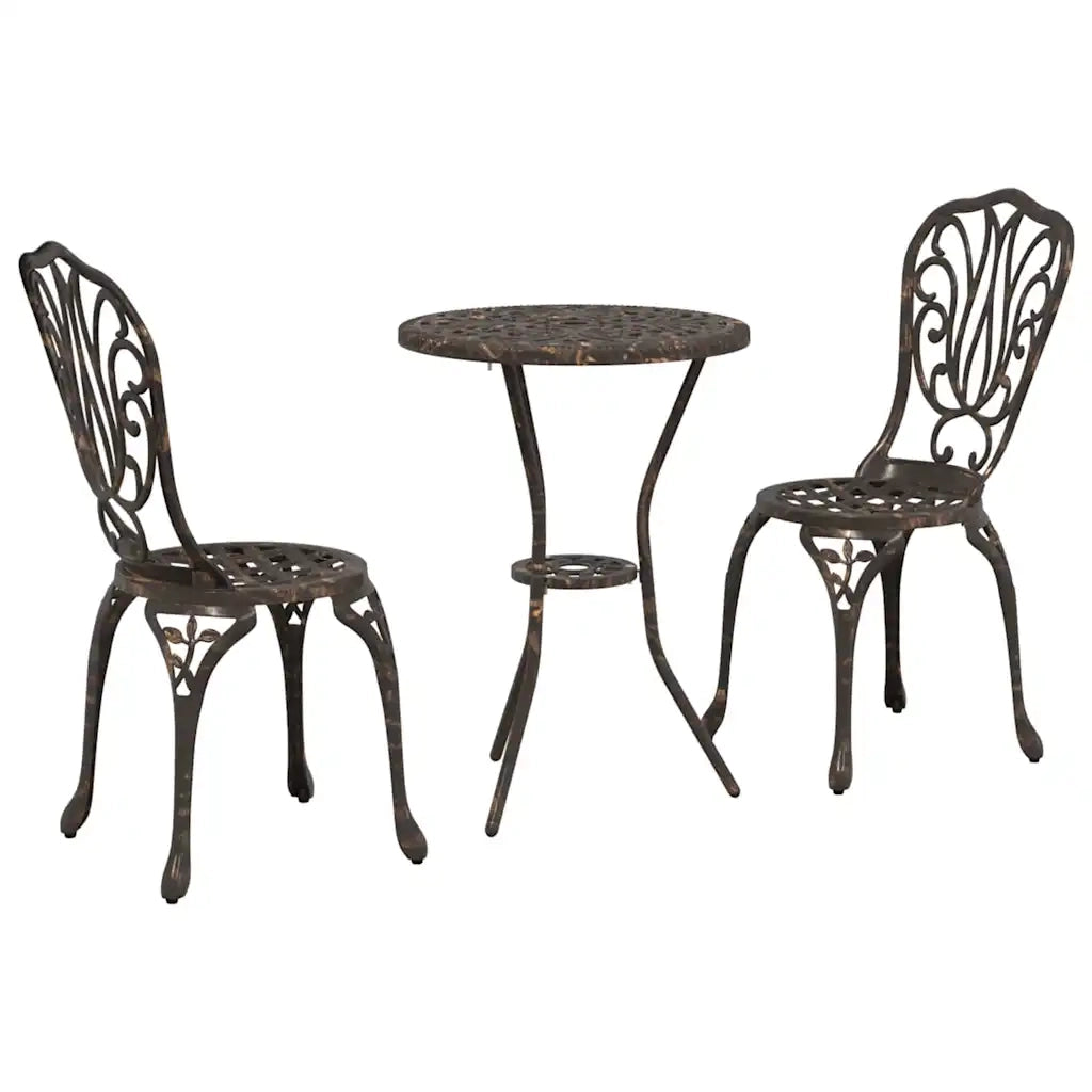 Set Bistro da Giardino 3 pcs Bronzo Alluminio 42002382