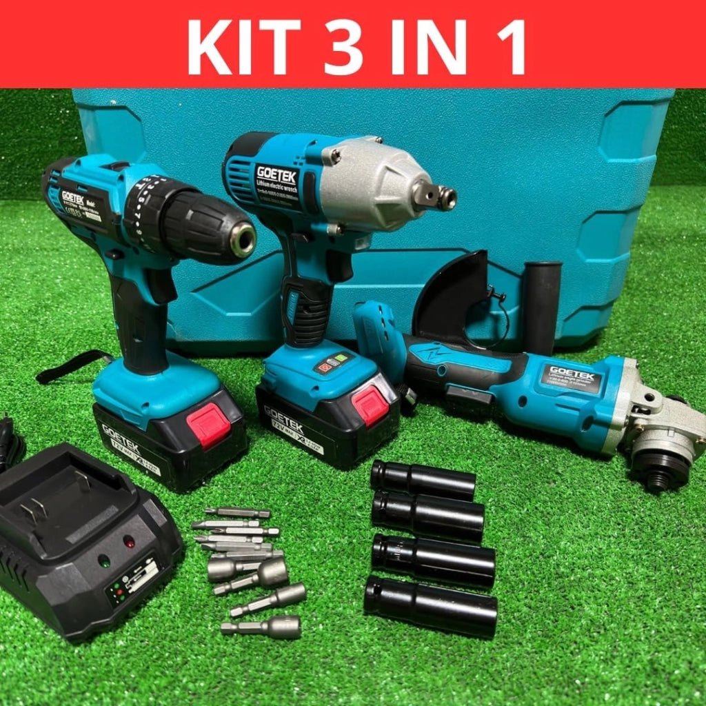 Kit 3 in 1 Trapano Avvitatore Avvitatore a Impulsi Smerigliatrice a Batteria