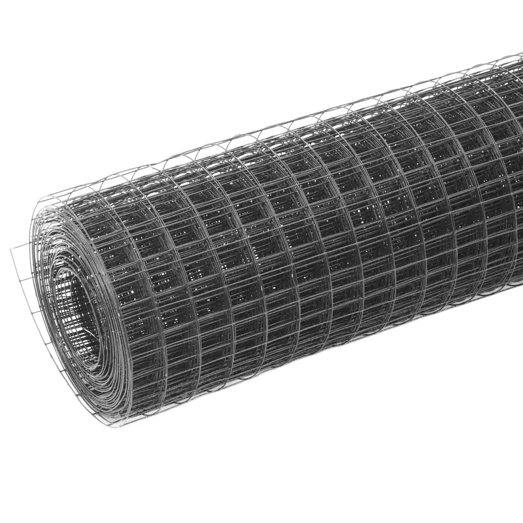 Recinzione in Rete per Pollaio in Acciaio e PVC 10x1 m Grigio 143639