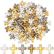 Accessorio di Connettore a forma di Croce - 90 Pezzi - Materializzata in Metallo Leggero - 14mm - Finitura Giallo Argento - Stile Tibetano