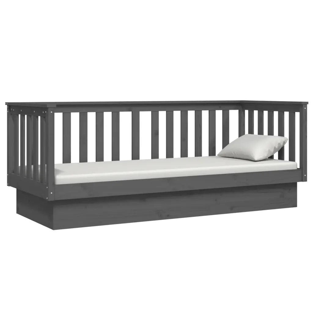 Letto singolo | Letto per adulti | Dormeuse Grigia 75x190 cm in Legno Massello di Pino