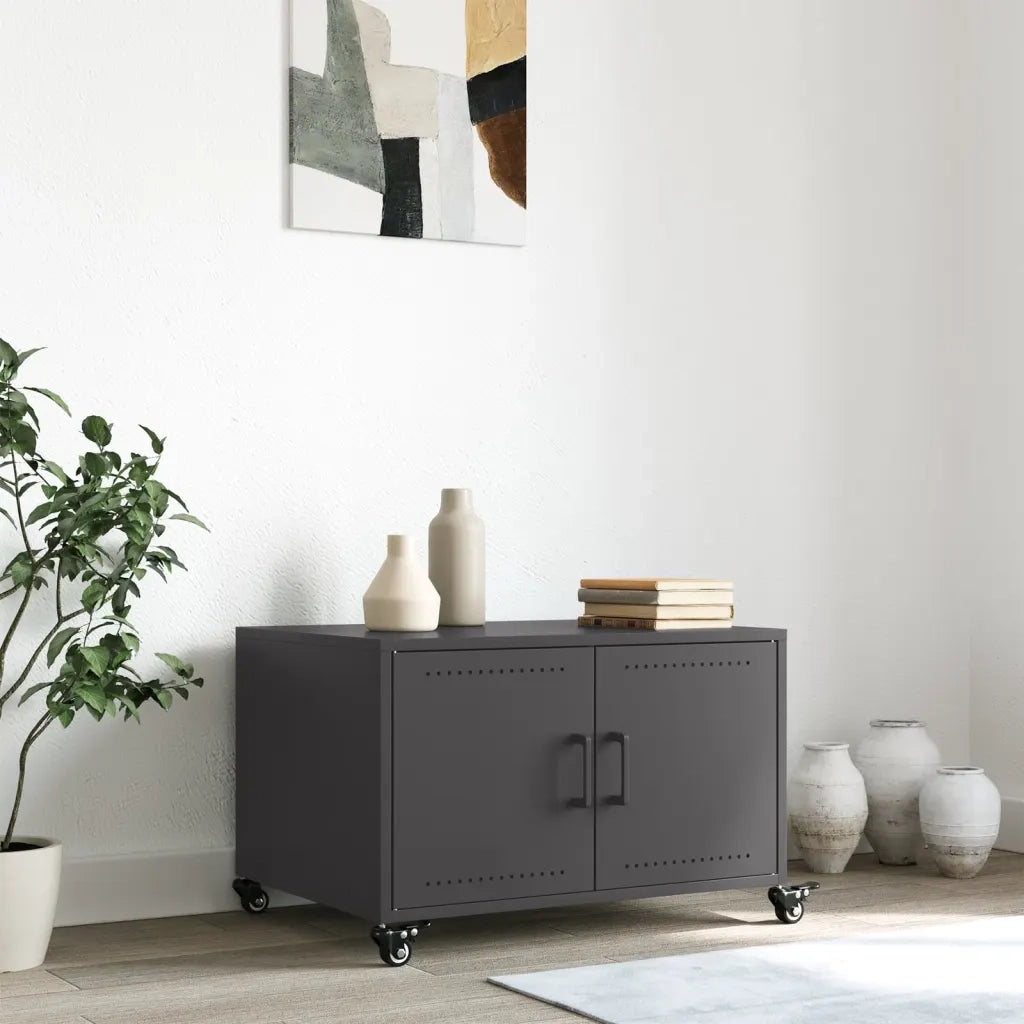 Tavolino da Salotto Nero 100,5x39x72 cm in Acciaio 846686